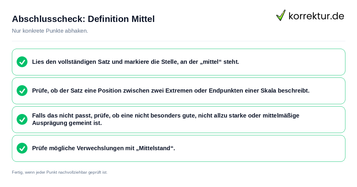 Konkreter Abschlusscheck zu Definition Mittel