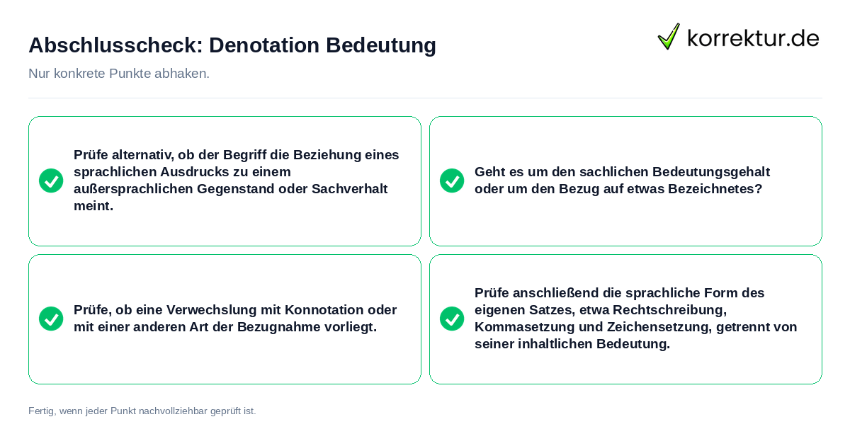 Konkreter Abschlusscheck zu Denotation Bedeutung