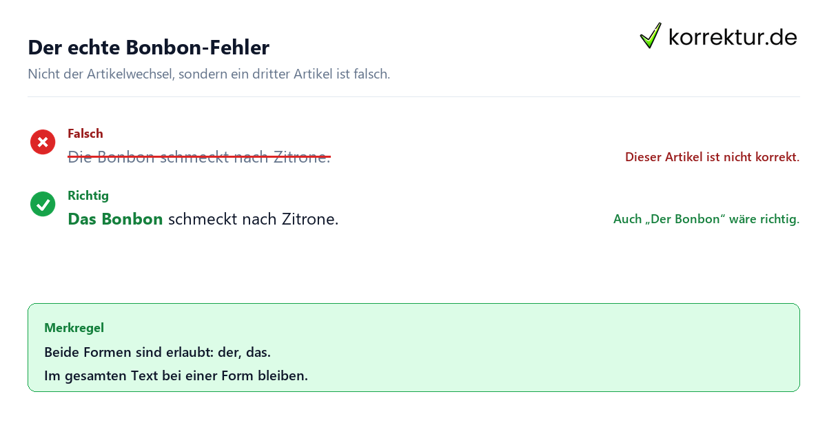 Der echte Bonbon-Fehler Der oder das Bonbon: Häufiger Fehler mit dem Artikel
