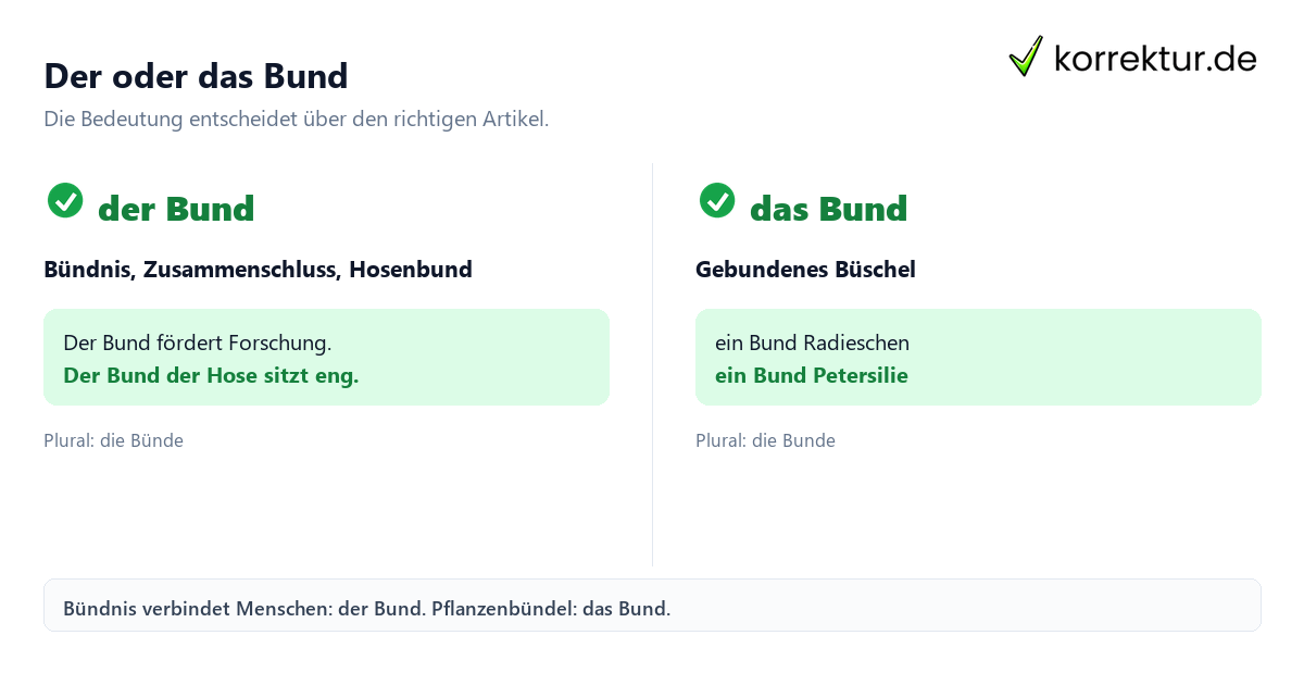 der oder das Bund: Unterschied zwischen Bündnis und Bündel