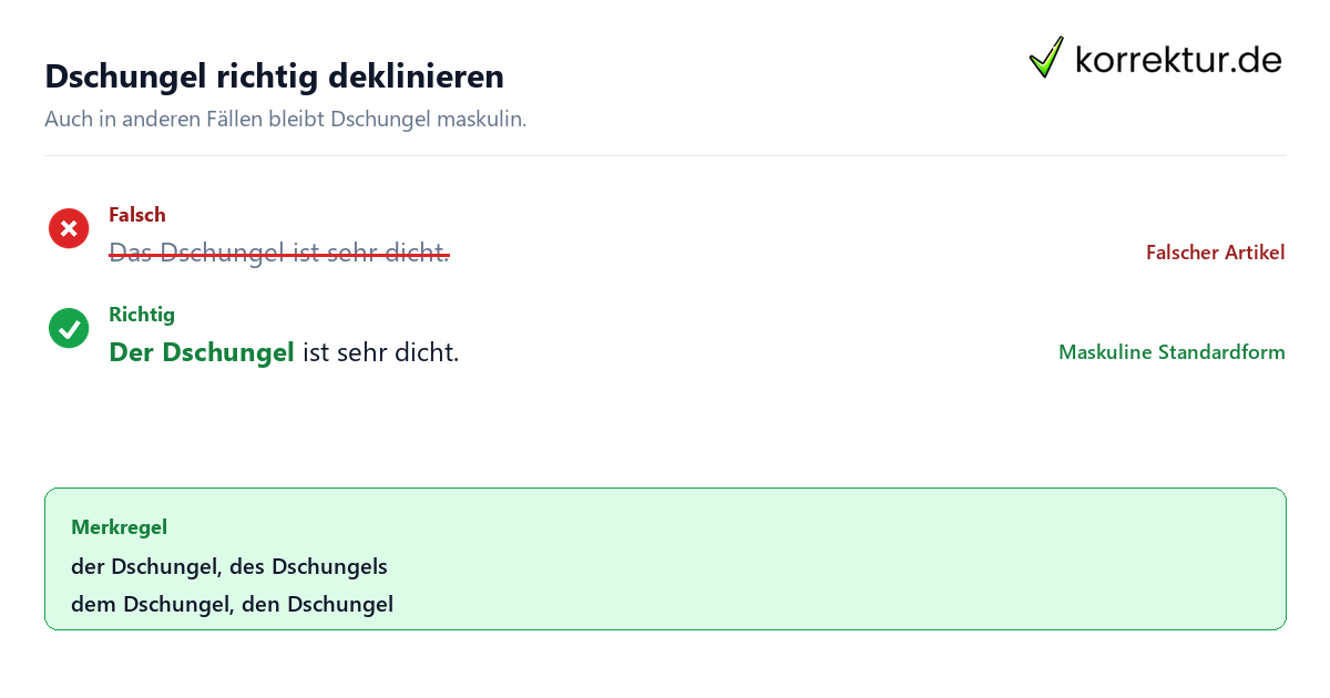 Der oder das Dschungel: Häufige Fehler vermeiden
