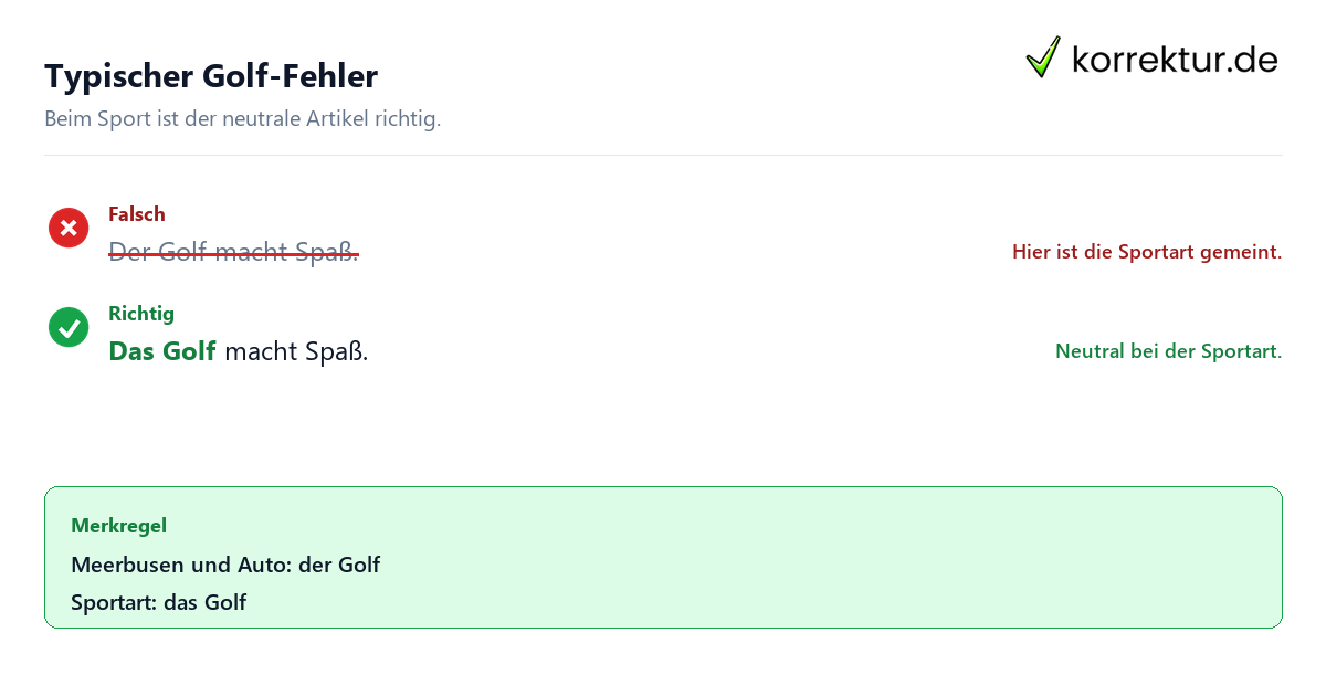 der oder das Golf richtig verwenden