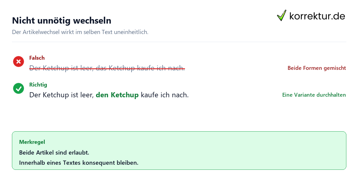 Der oder das Ketchup richtig und einheitlich verwenden