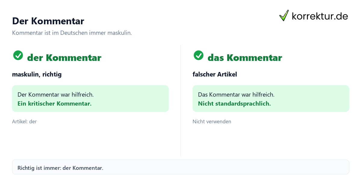 Der Kommentar Der oder das Kommentar – welcher Artikel ist richtig?