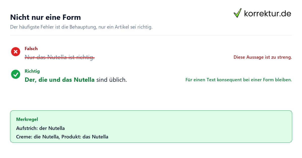 Nicht nur eine Form der oder das Nutella: Genus richtig verwenden, häufiger Fehler