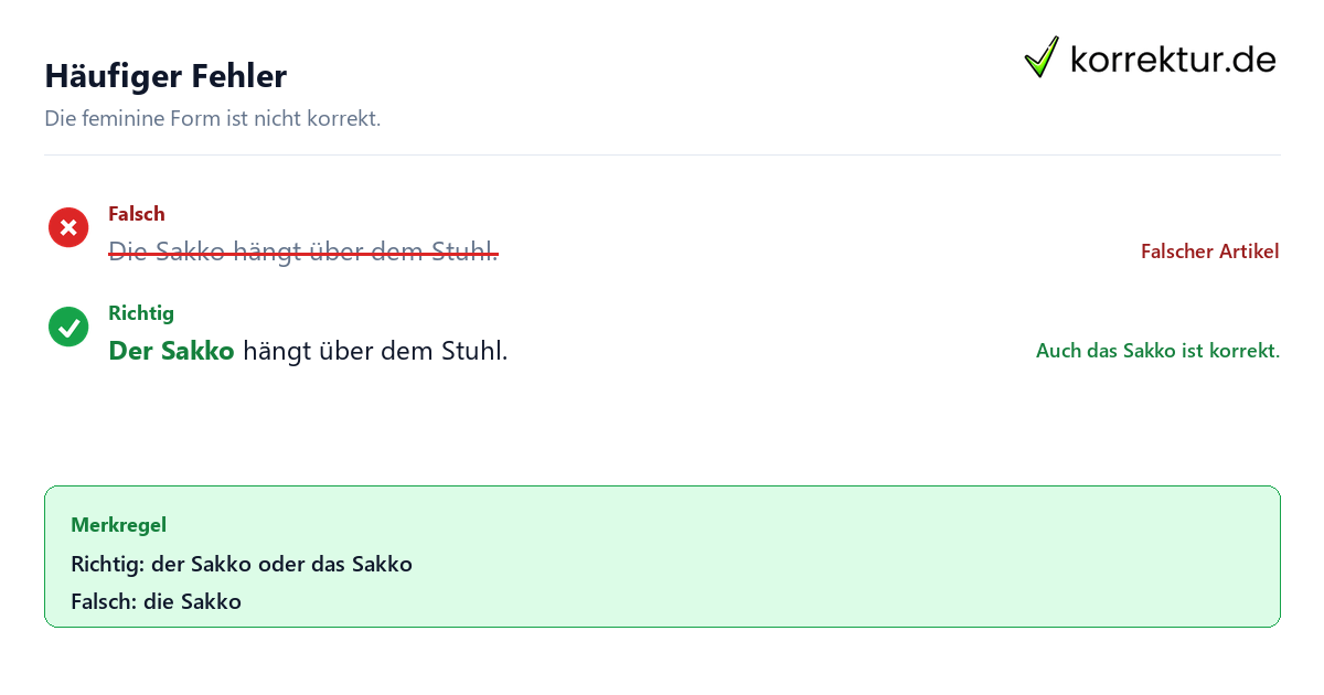 Der oder das Sakko: Häufiger Fehler mit die Sakko