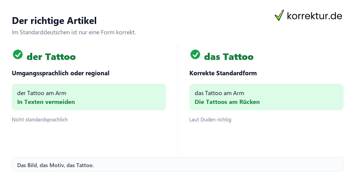 Der oder das Tattoo: Vergleich der richtigen Artikelverwendung