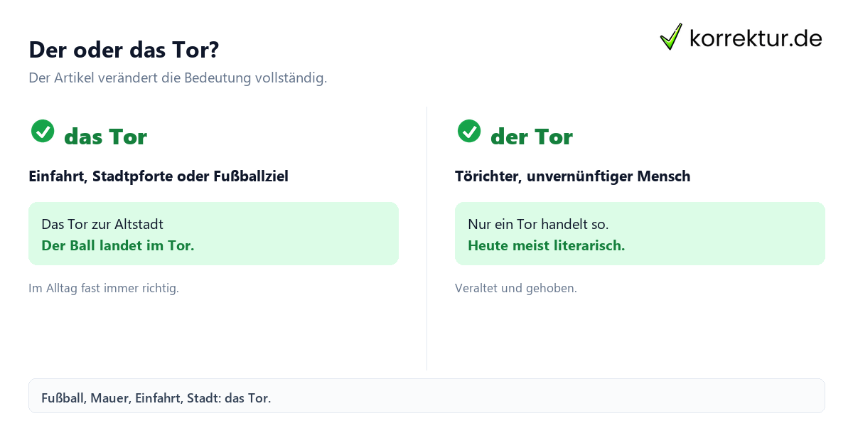 der oder das Tor der oder das Tor