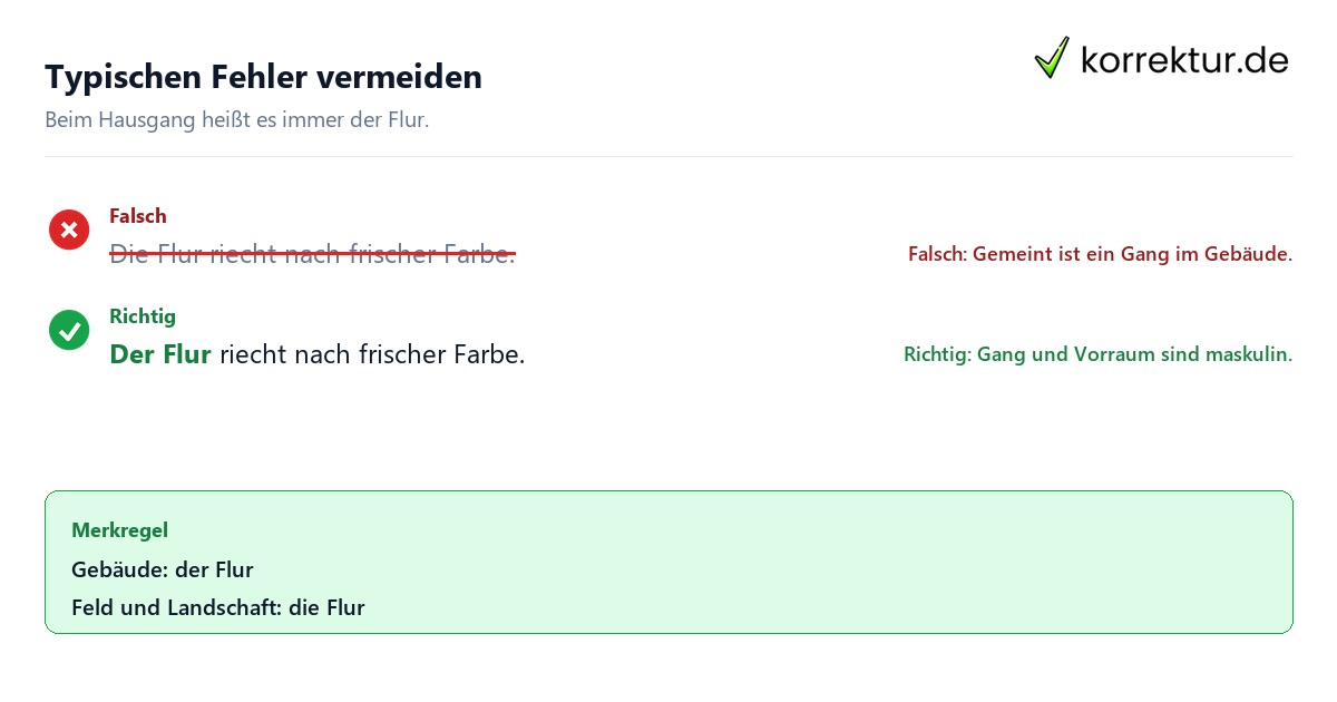 Der oder die Flur richtig verwenden: Genusfehler korrigieren