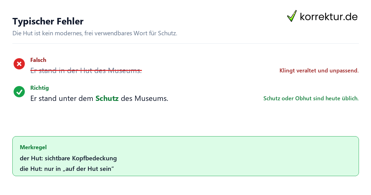 Typischer Fehler Der oder die Hut richtig verwenden: typischer Fehler