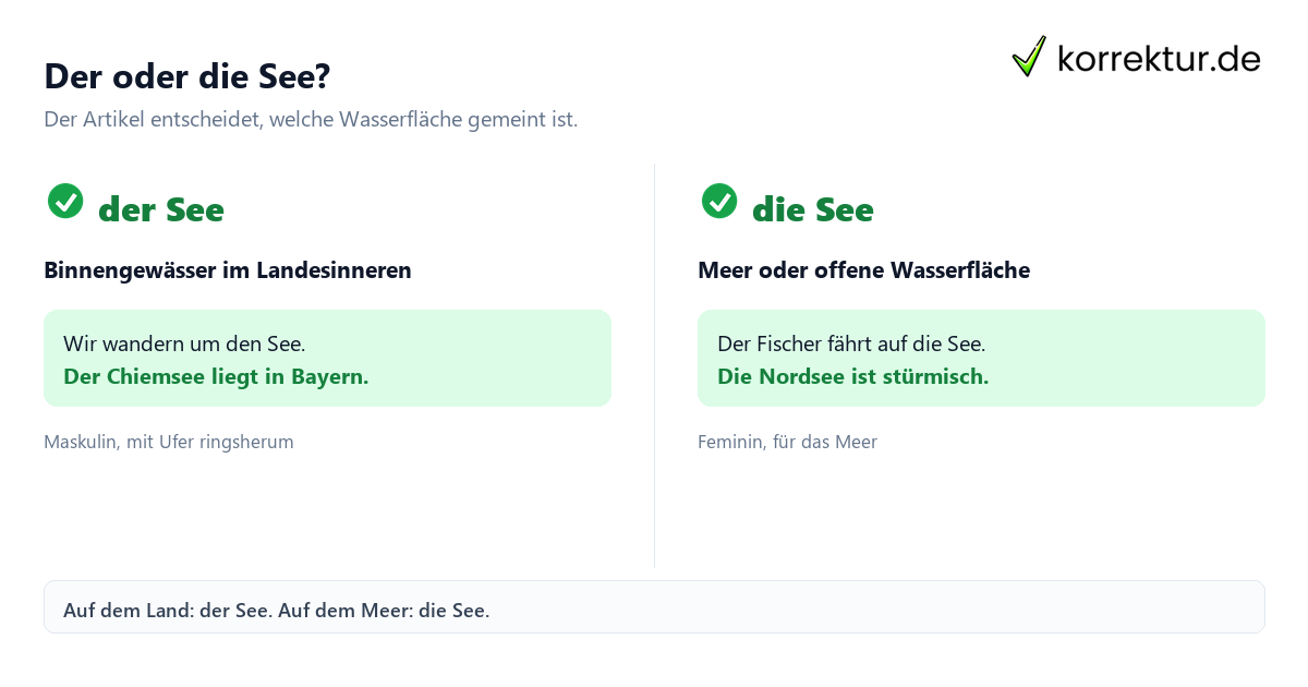 Der oder die See? der oder die See: Binnengewässer und Meer im Vergleich