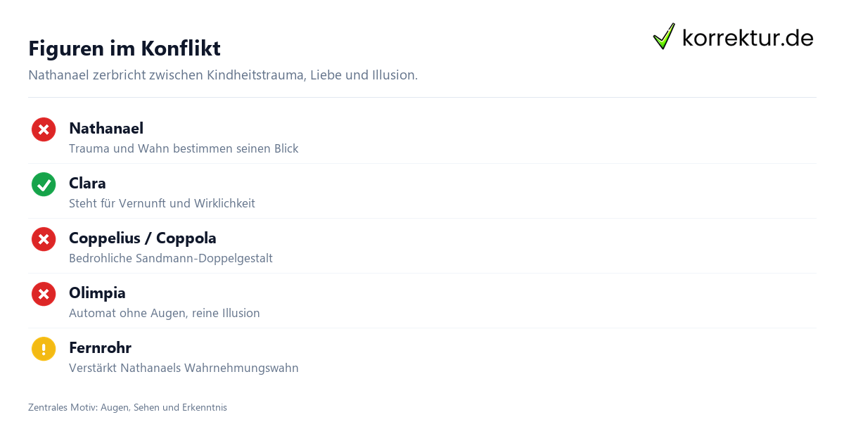 Figuren im Konflikt Der Sandmann Infografik: zentrale Figuren und Konflikte