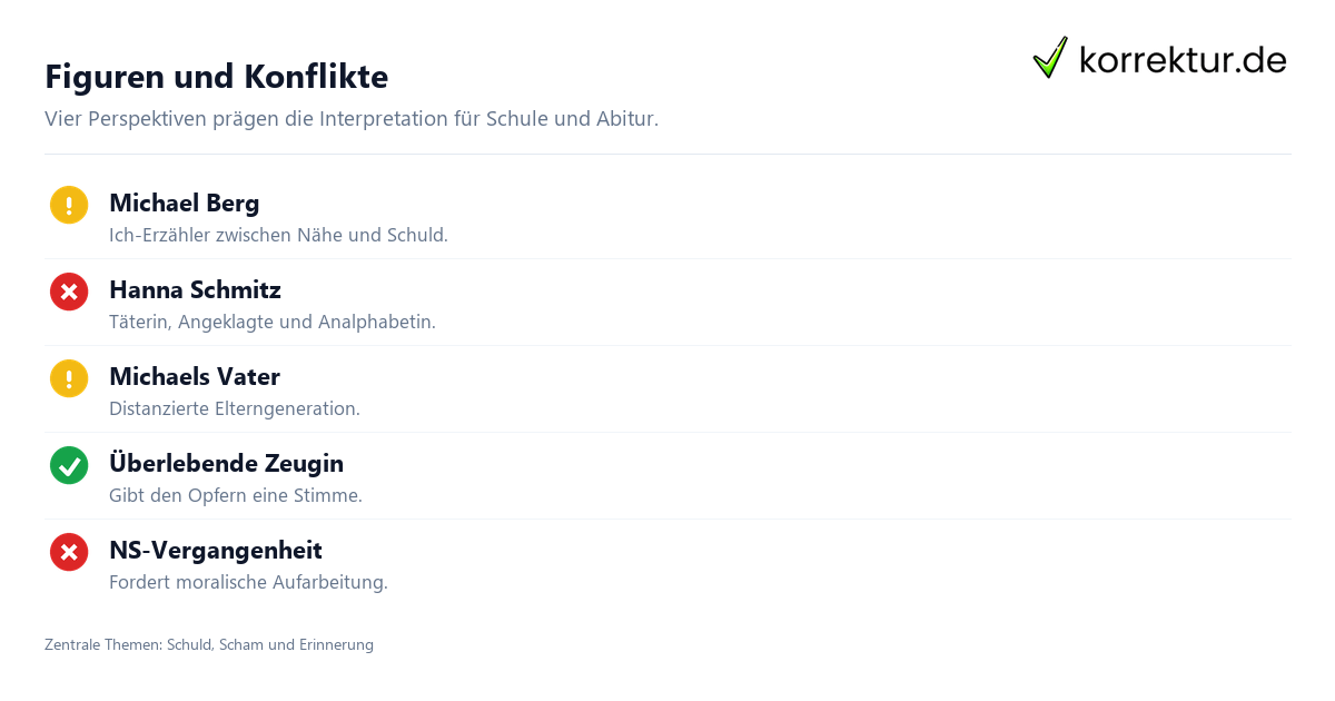 Figuren und Konflikte Der Vorleser: Roman von Schlink, Figuren und zentrale Themen