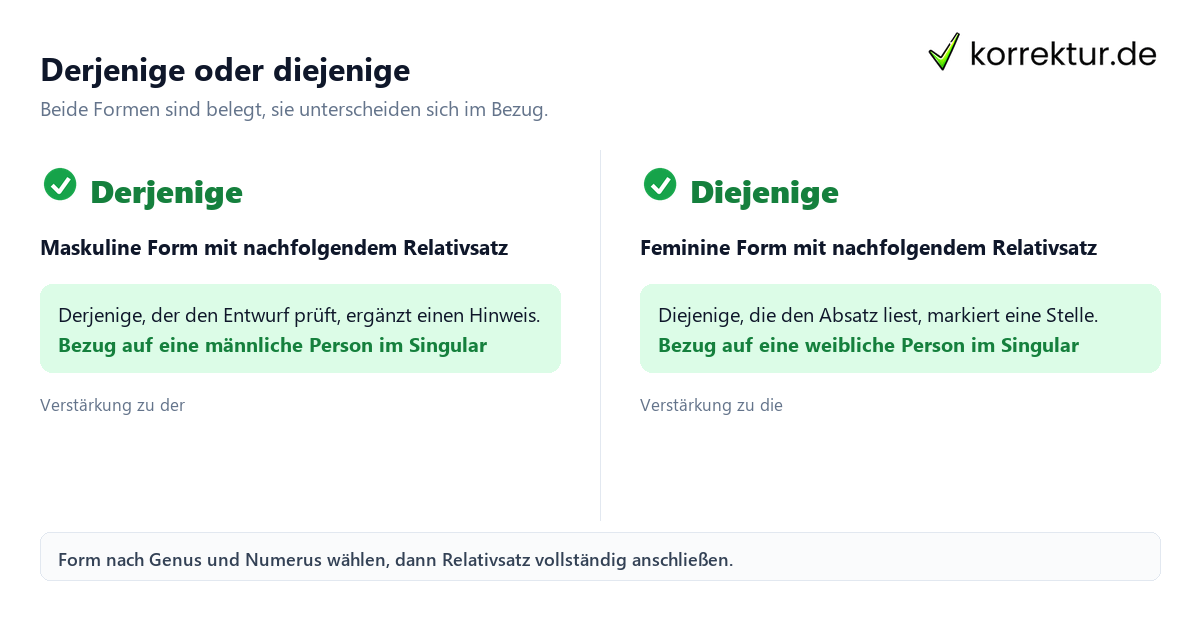 Derjenige diejenige oder dasjenige Formen im Satz mit Relativsatz