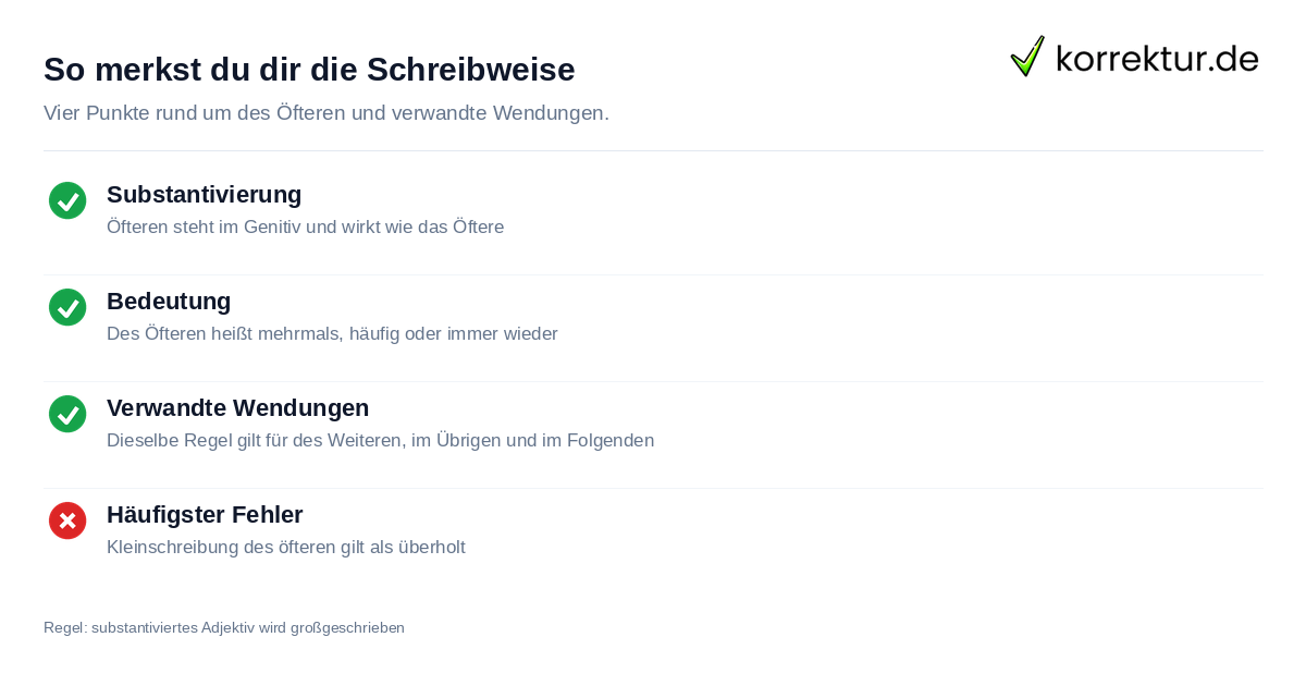 So merkst du dir die Schreibweise Regeln zur Großschreibung von des Öfteren im Überblick