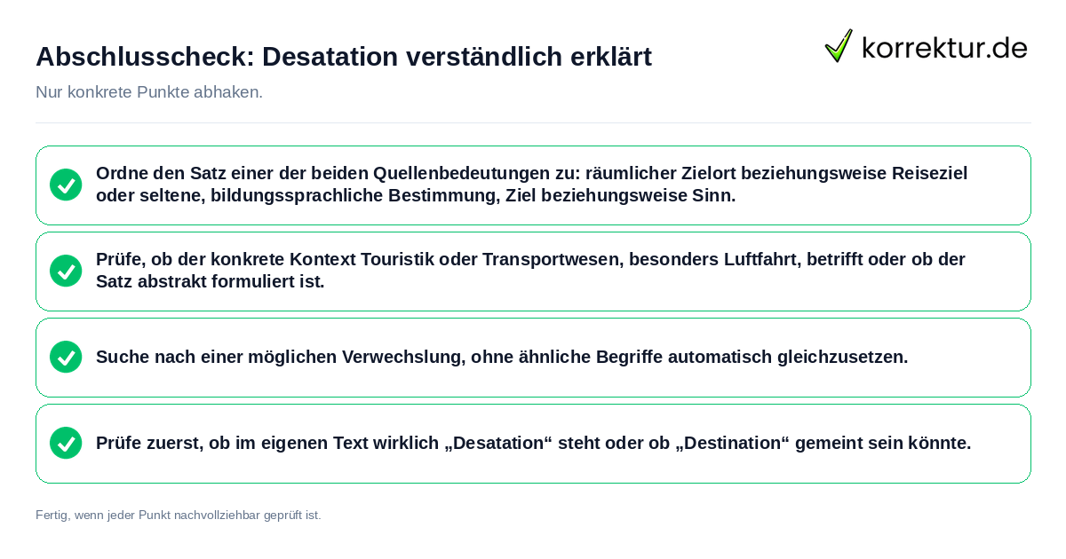 Konkreter Abschlusscheck zu Desatation verständlich erklärt