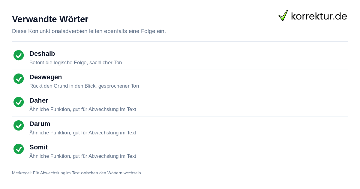 Verwandte Wörter Verwandte Wörter zu deshalb und deswegen richtig verwenden