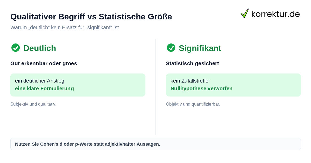 Deutlich vs Signifikant Vergleich Statistik Wissenschaft