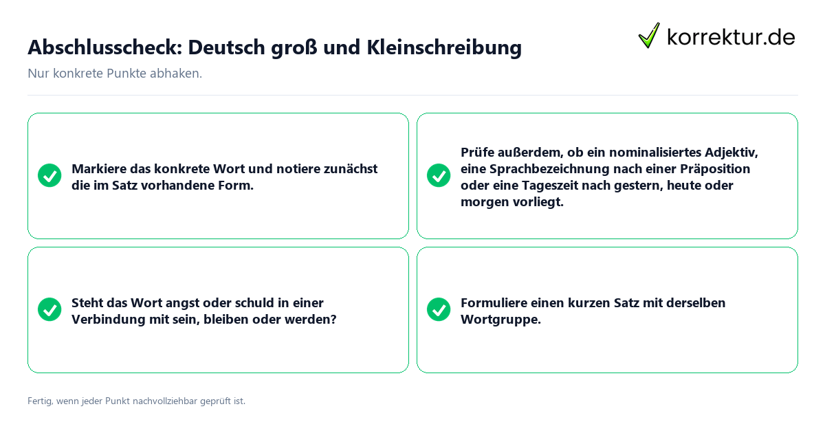 Abschlusscheck: Deutsch groß und Kleinschreibung Konkreter Abschlusscheck zu Deutsch groß und Kleinschreibung