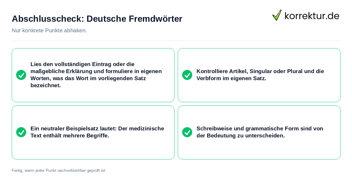 Abschlusscheck: Deutsche Fremdwörter Konkreter Abschlusscheck zu Deutsche Fremdwörter
