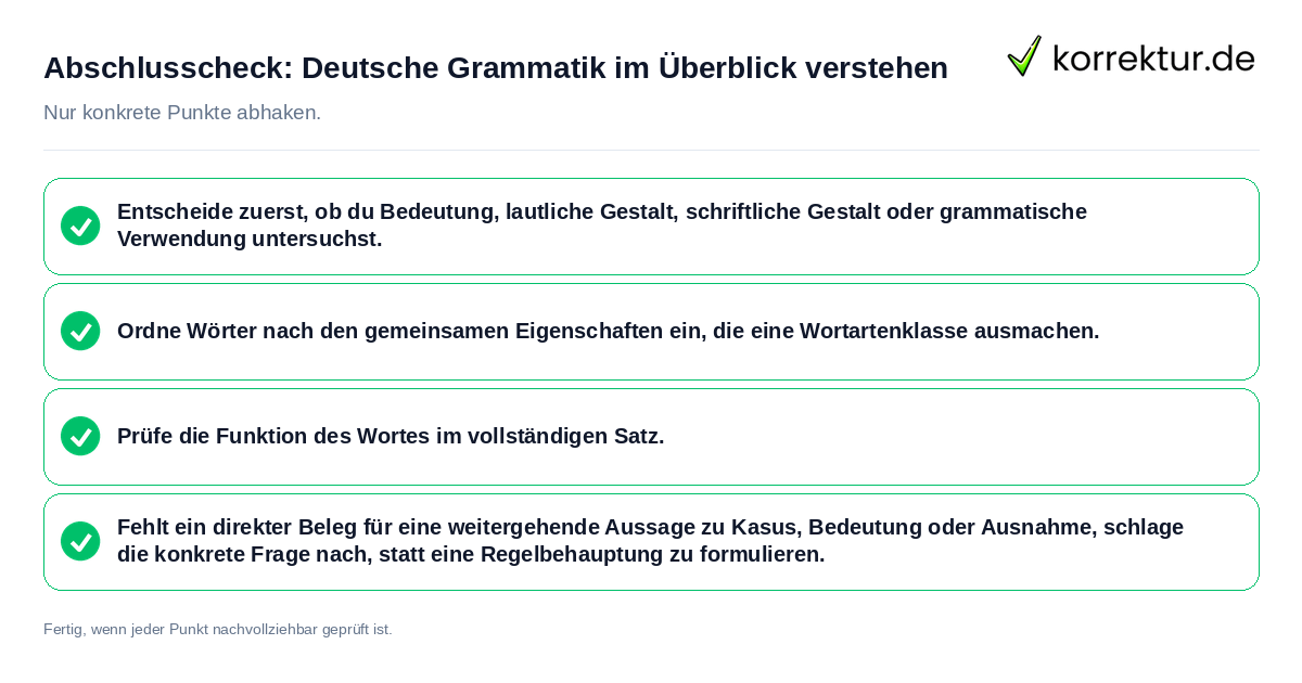 Abschlusscheck: Deutsche Grammatik im Überblick verstehen Konkreter Abschlusscheck zu Deutsche Grammatik im Überblick verstehen