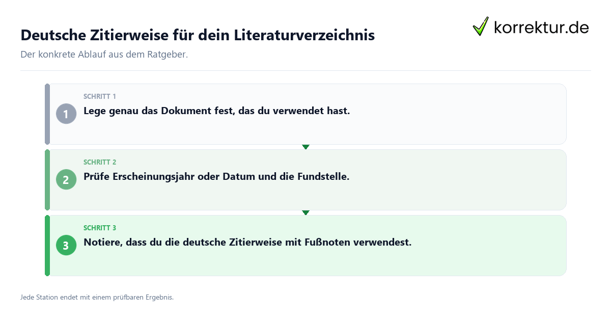 Konkrete Schritte zu Deutsche Zitierweise für dein Literaturverzeichnis