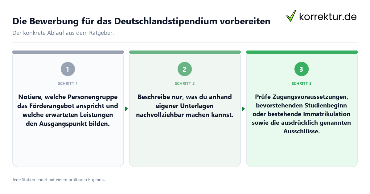 Vorbereitung für das Deutschlandstipendium Konkrete Schritte zu Vorbereitung für das Deutschlandstipendium