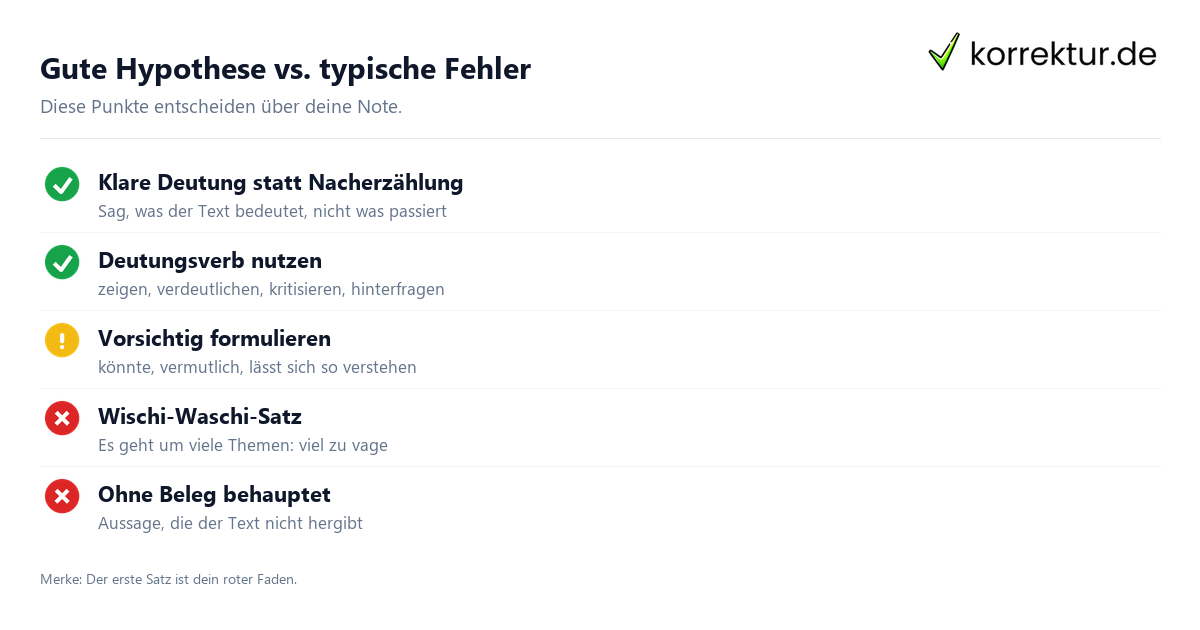 Gute Hypothese vs. typische Fehler Deutungshypothese: typische Fehler und Qualitätsmerkmale