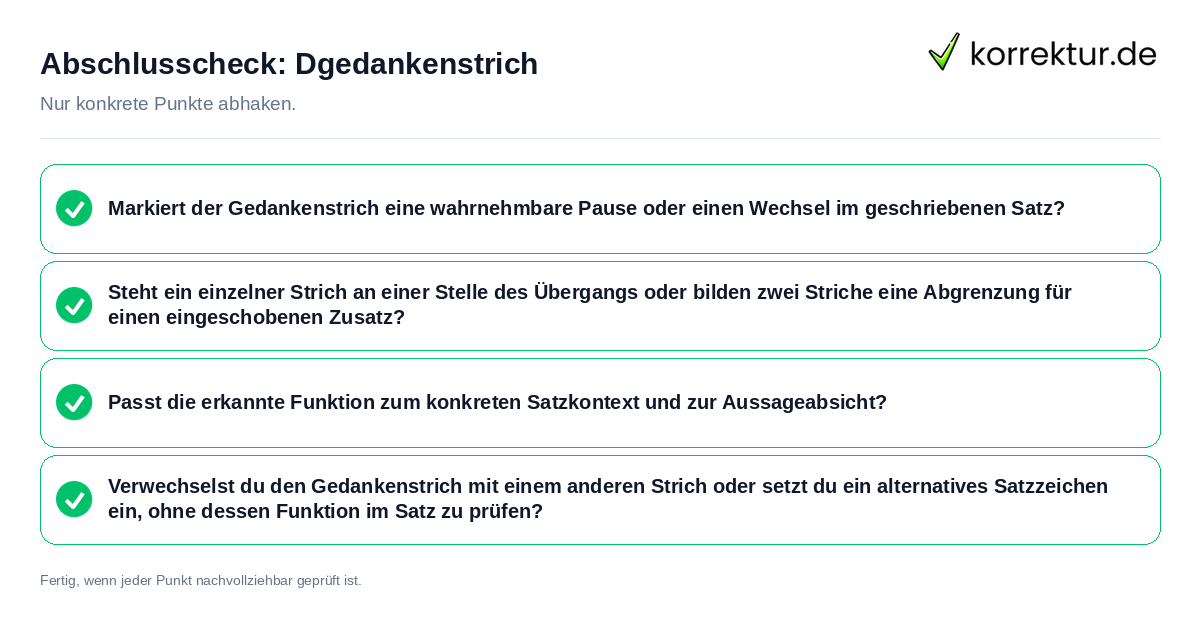 Konkreter Abschlusscheck zu Dgedankenstrich