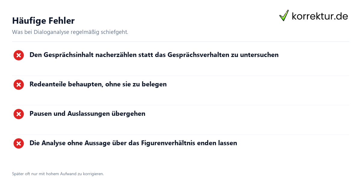 Häufige Fehler Eine Dialoganalyse überzeugend verfassen: häufige Fehler