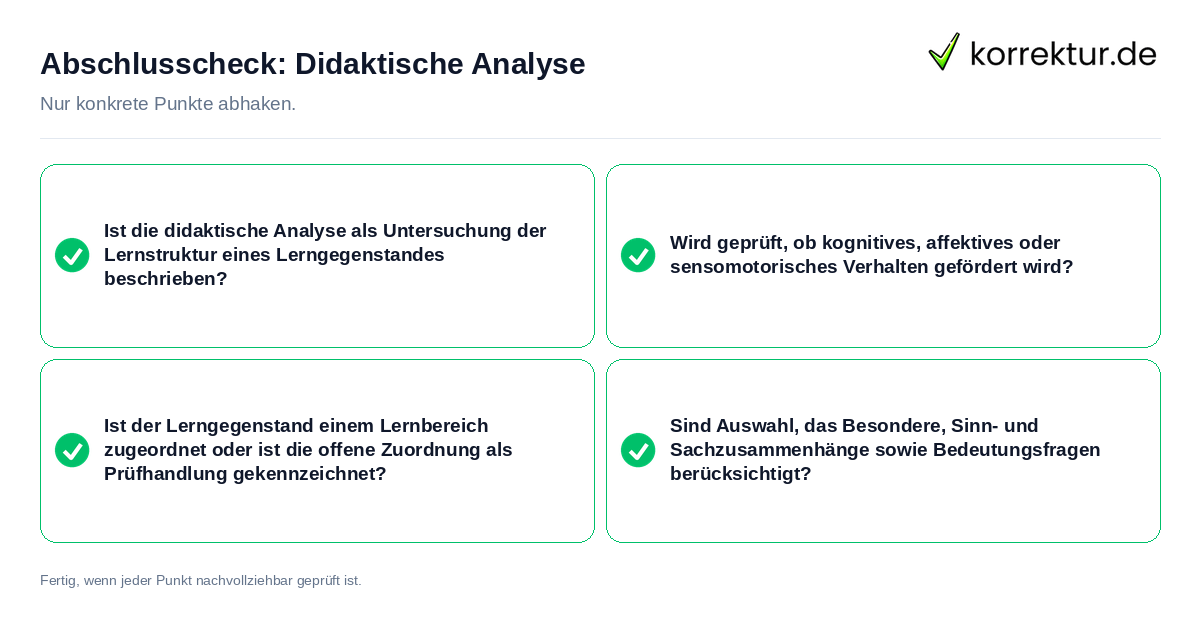 Konkreter Abschlusscheck zu Didaktische Analyse