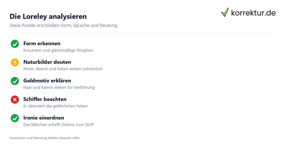 Die Loreley analysieren: Motive und Stilmittel