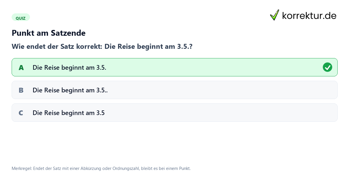 Die Satzzeichen der Punkt richtig geschrieben: Quiz zur Ordnungszahl am Satzende