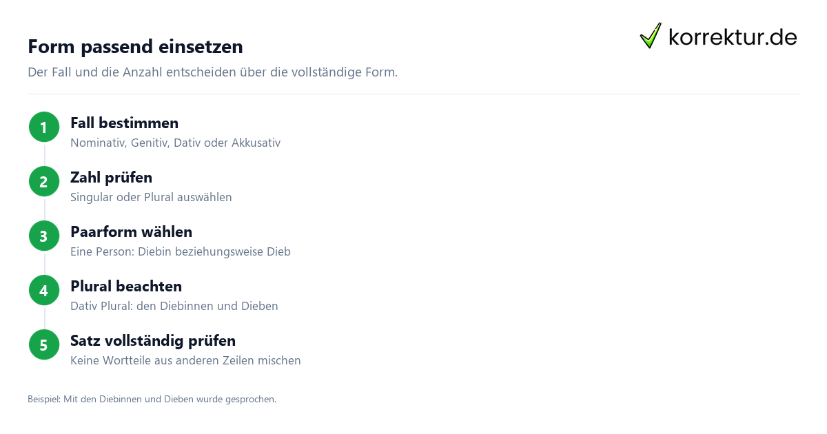 Form passend einsetzen Dieb richtig gendern: Diese Formen sind belegt, passenden Fall wählen