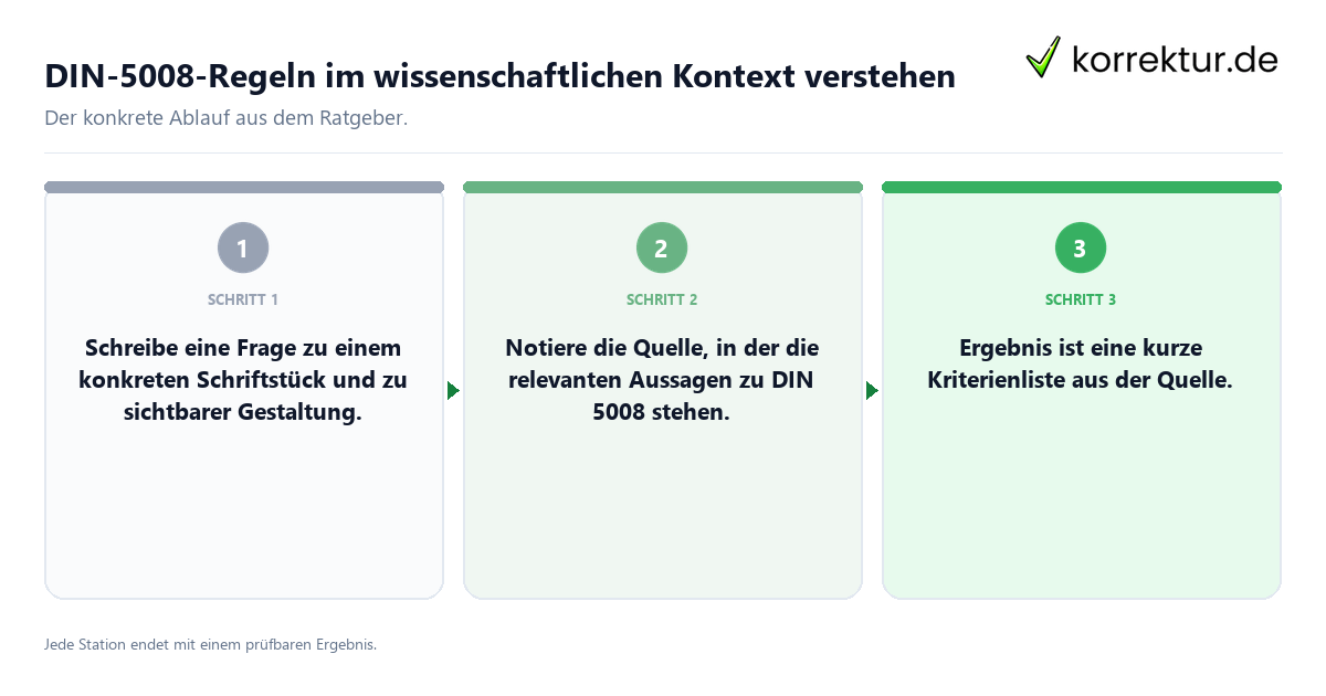 Konkrete Schritte zu DIN-5008-Regeln im wissenschaftlichen Kontext verstehen