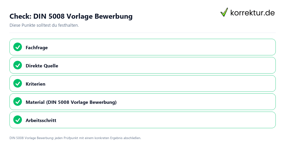 Check: DIN 5008 Vorlage Bewerbung DIN 5008 Vorlage Bewerbung mit einer themenspezifischen Checkliste