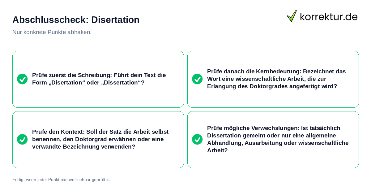 Konkreter Abschlusscheck zu Disertation