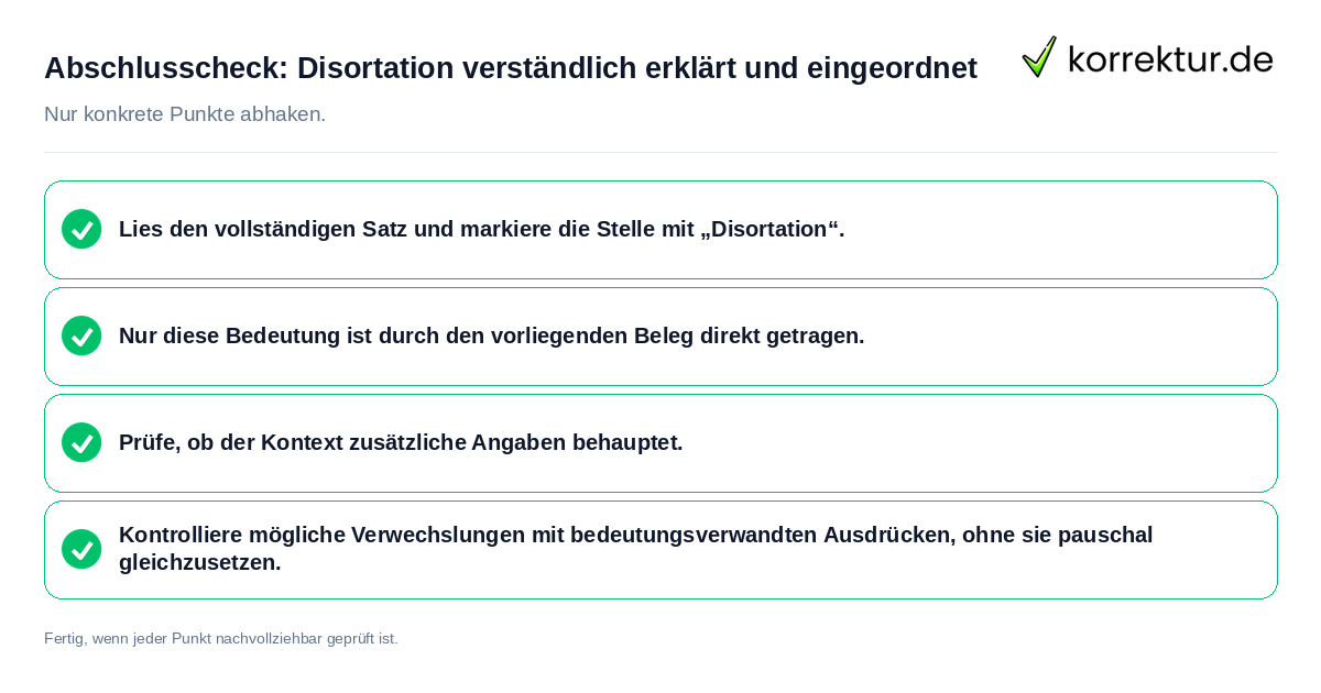 Konkreter Abschlusscheck zu Disortation verständlich erklärt und eingeordnet