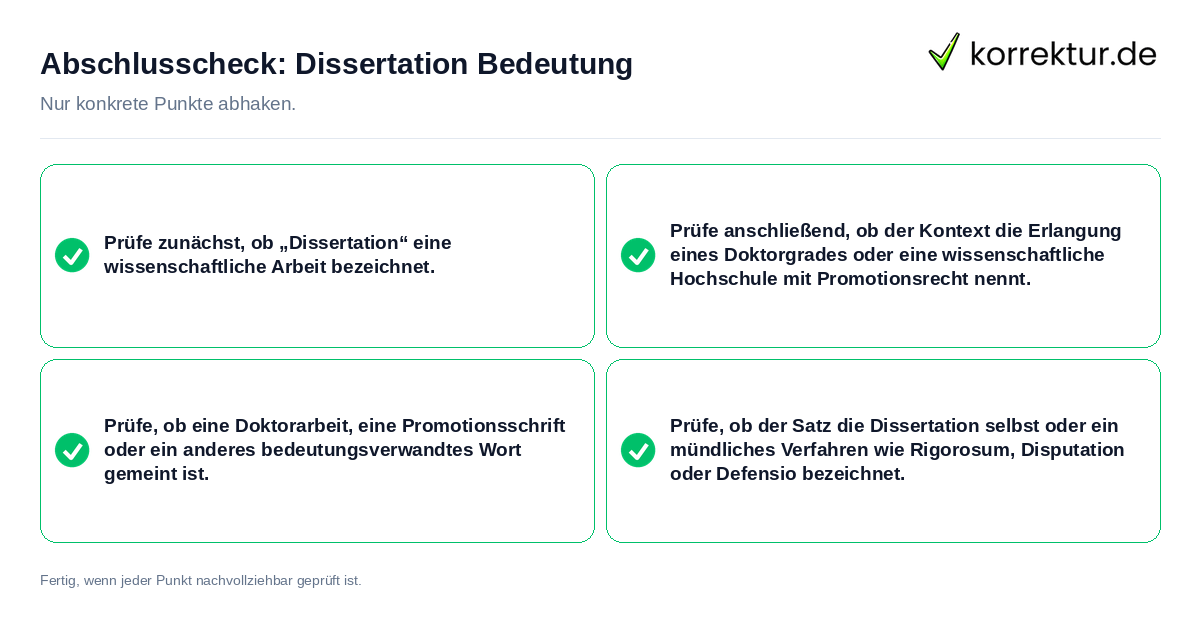 Abschlusscheck: Dissertation Bedeutung Konkreter Abschlusscheck zu Dissertation Bedeutung