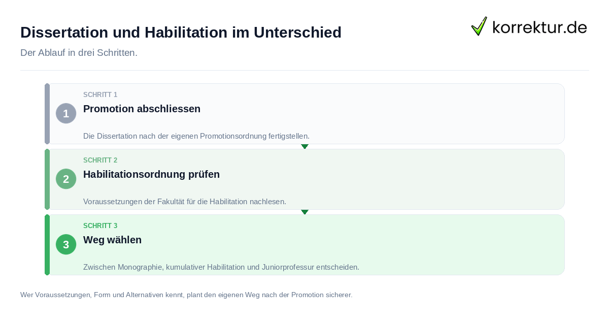 Dissertation und Habilitation im Unterschied Dissertation und Habilitation im Unterschied: der Ablauf in drei Schritten