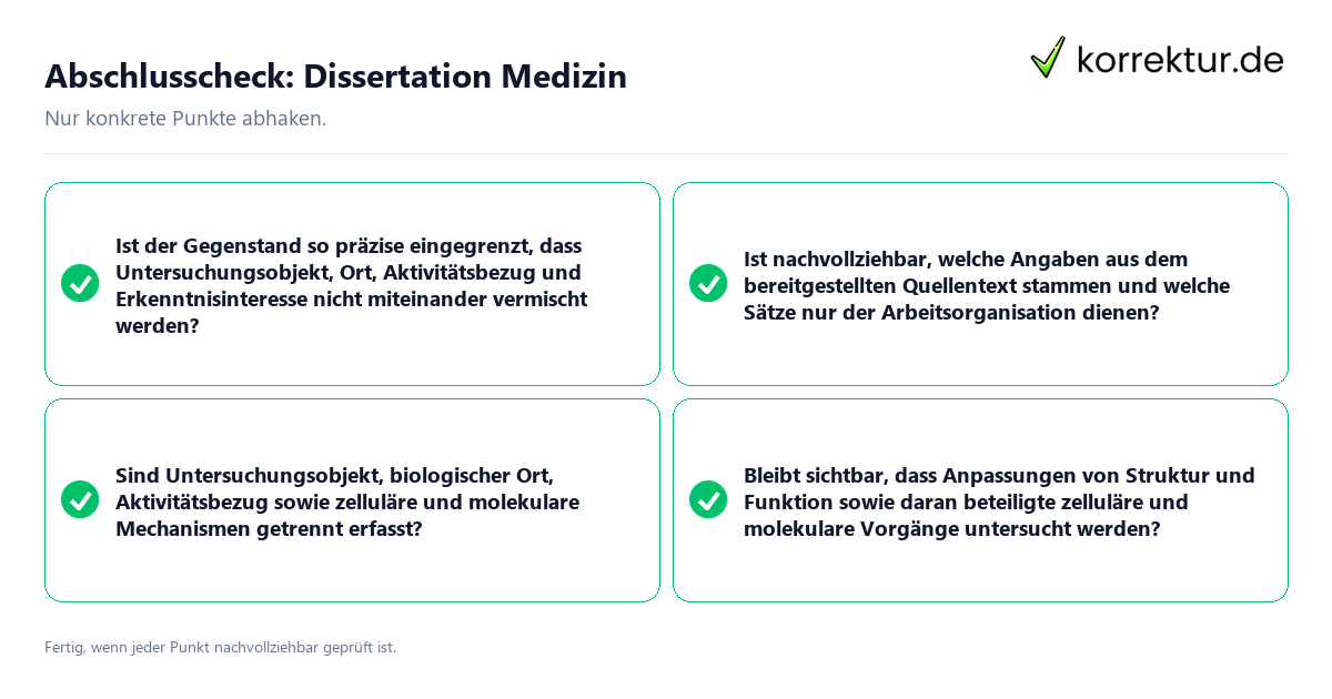 Konkreter Abschlusscheck zu Dissertation Medizin