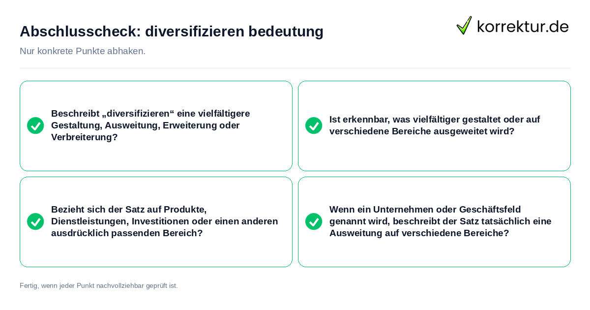 Abschlusscheck: diversifizieren bedeutung Konkreter Abschlusscheck zu diversifizieren bedeutung