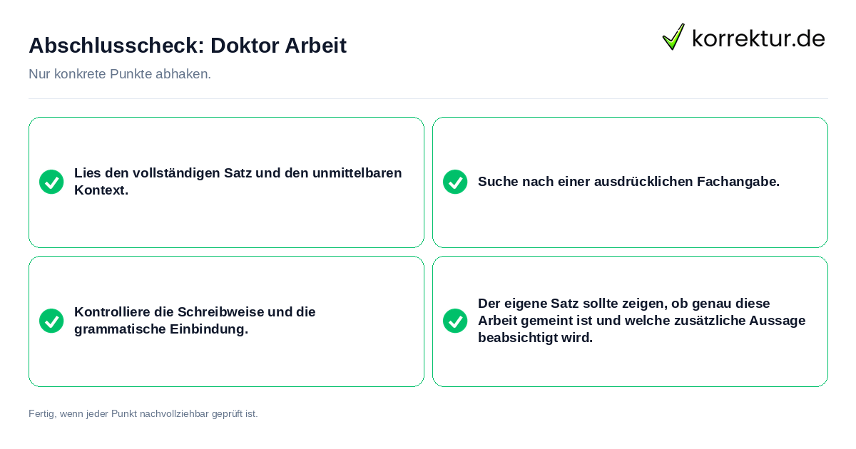 Konkreter Abschlusscheck zu Doktor Arbeit