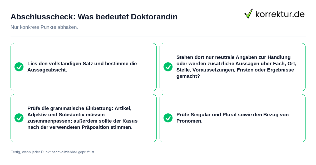 Konkreter Abschlusscheck zu Was bedeutet Doktorandin