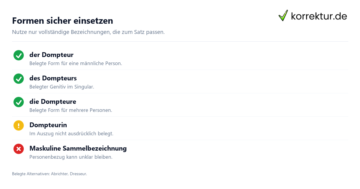 Dompteur und Dompteurin passend formulieren: Formen im Überblick