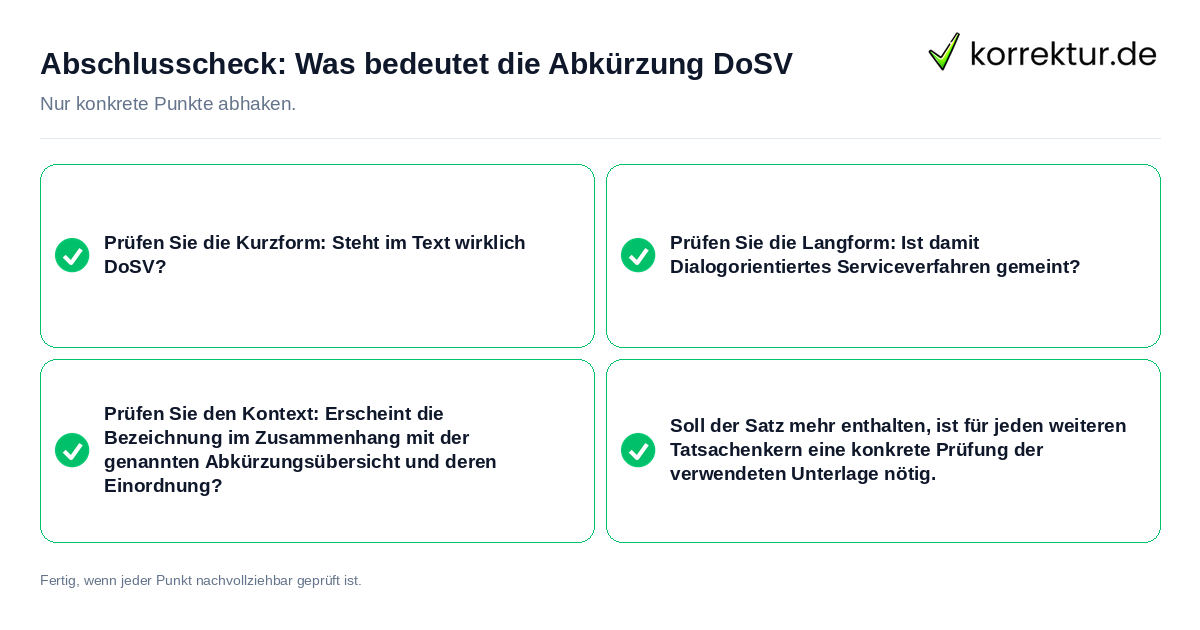 Konkreter Abschlusscheck zu Was bedeutet die Abkürzung DoSV