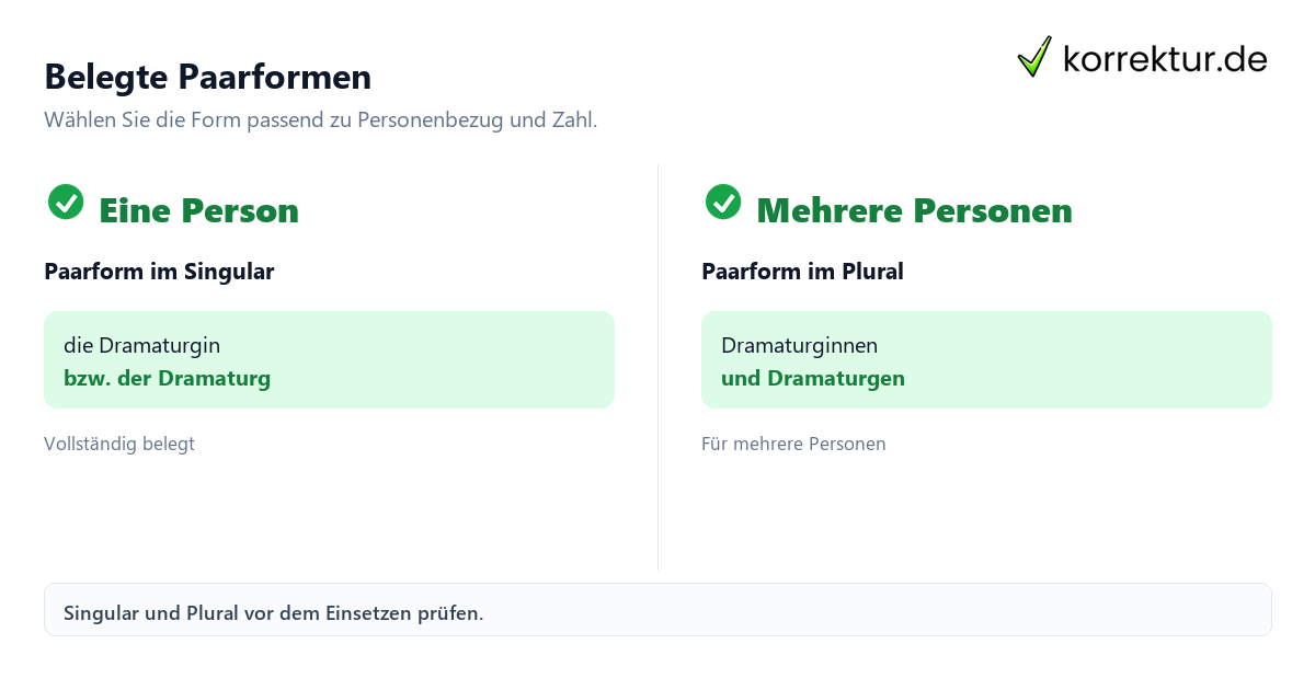 Belegte Paarformen Dramaturg richtig gendern und passend formulieren: Paarform im Vergleich