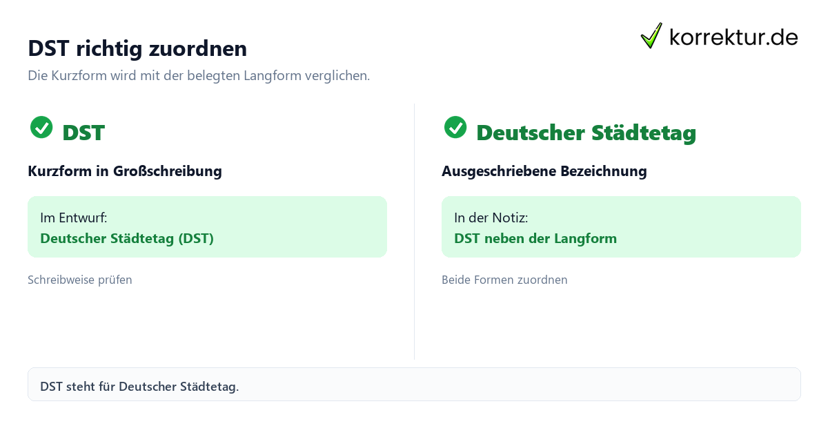 DST richtig zuordnen Was bedeutet Dst als Abkürzung: DST und Deutscher Städtetag