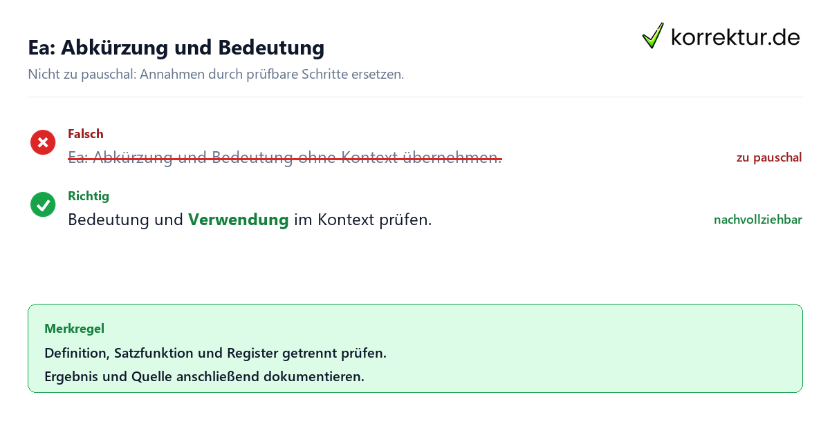Ungeeignete und belastbare Vorgehensweise bei Ea: Abkürzung und Bedeutung