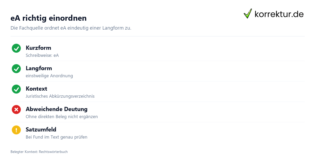Was bedeutet eA als Abkürzung? Kurz erklärt
